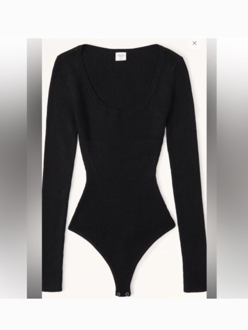 Abercrombie & Fitch Black Ribbed Scoop Neck Long-Sleeve Sweater Bodysuit Sz XS